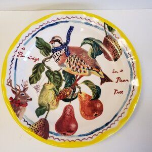 Anthropologie Nathalie Lete plate 12 Days of Christmas Partridge in a Pear tree